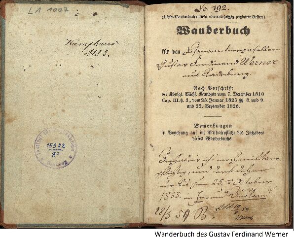 Objektbild: Gesellenwanderbuch Gustav Ferdinand Werner