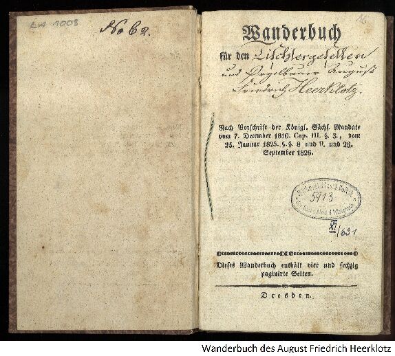 Objektbild: Gesellenwanderbuch August Friedrich Heerklotz