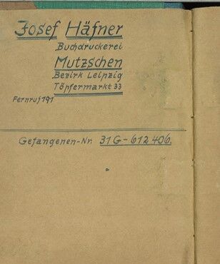 Projektbild: Kriegstagebuch (Camp McCain, Mississippi) des Josef Häfner (1945)